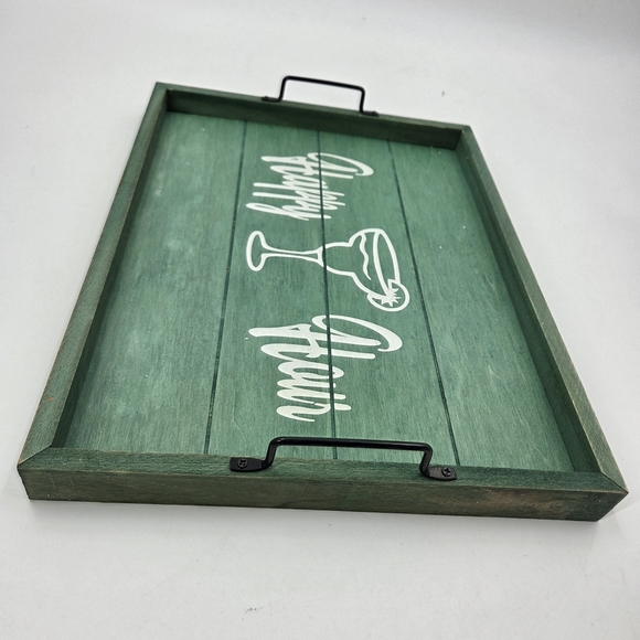 Green Wooden Happy Hour Serving Tray - Picture 9 of 11